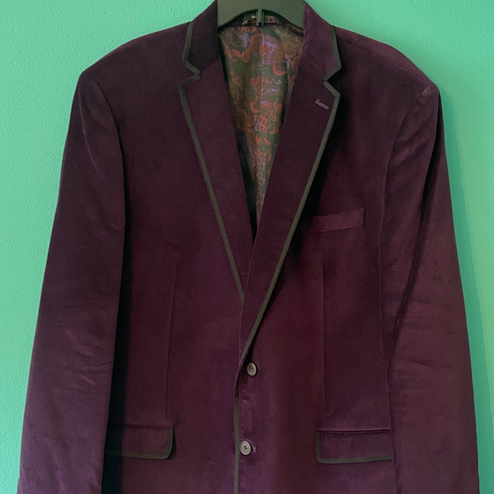 Van Heusen Studio Men's Blazer in Purple & Black with Paisley Lining Size 46L
